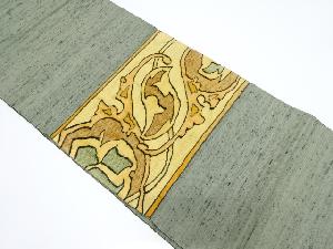 手織り節紬　抽象花模様織り出し袋帯